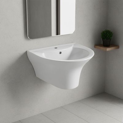 Milano Wall Hung Wash Basin Single Mould 8511 - 565x470X380mm- White Round