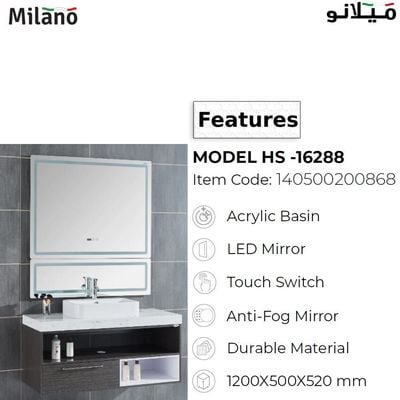 Vanity Model Hs -16288 1200X500X520- Milano (2 Pcs /Set )