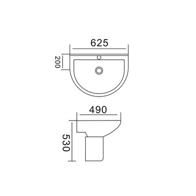 MILANO WALL HUNG WASH BASIN 3636 -R WHITE 