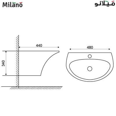 MILANO WALL HUNG WASH BASIN 565X470X380MM - 606 