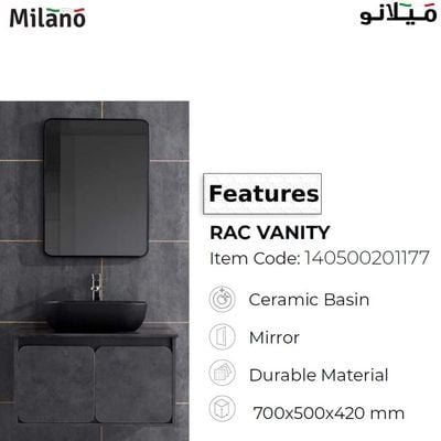 Milano Rac Vanity Mirror Cabinet with Ceramic Basin - Model No. HS16330