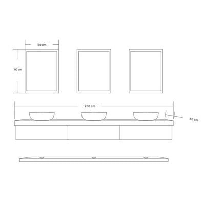 Milano Ash Vanity Model No.Hs16365 W/Led Mirror Cabinet Ceramic Basin 3Pcs / Set