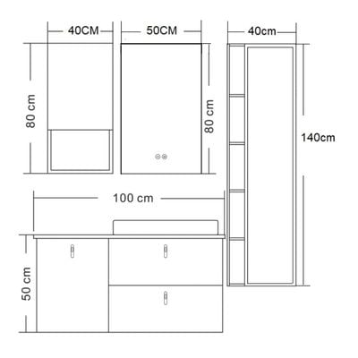 ميلانو أليس فانيتي نموذج رقم. HS16387 1000 * 500 * 500 (3 قطع / مجموعة) - صنع في الصين