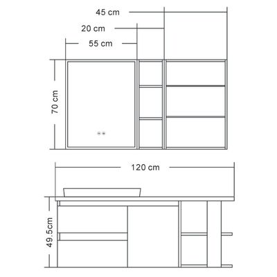 ميلانو بيلا فانيتي نموذج رقم. HS16391 1200 * 500 * 500 (3 قطع / مجموعة) - صنع في الصين