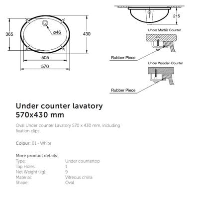 Is - Oval Undercounter Basin White G410501