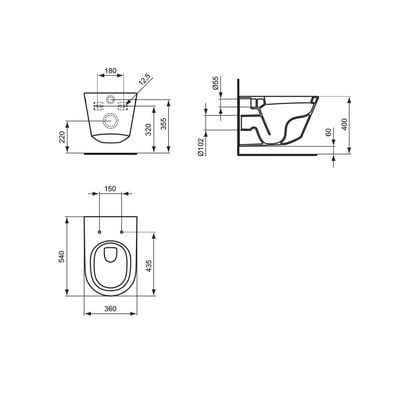 Is - Tonic Wall Hung Wc White With Seat Cover Scl G310201 & K706101 