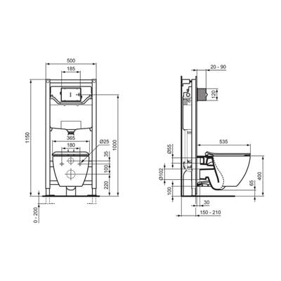 Is - Tesi Wall Hung Wc White With Slim Seat Cover Scl Thin Sw Nf T354501 & T352701