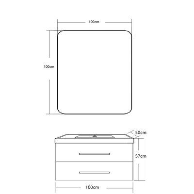 Milano Thea Vanity Model No.Hs16405 With Led Mirror 1000*500 (2Cnts/Set)