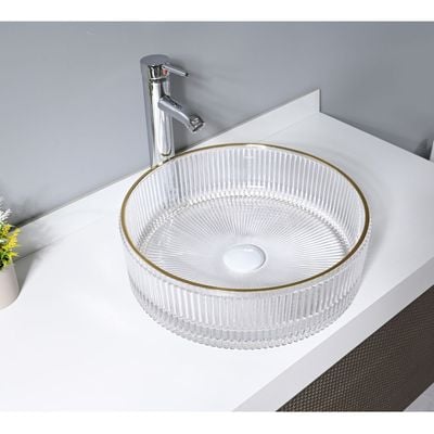 Milano Amber Crystal Above Counter Basin Xh1002 Size 400*400*120Mm 