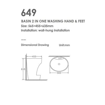 Milano Wall Hung Basin W/ Washing Feet - Made In China