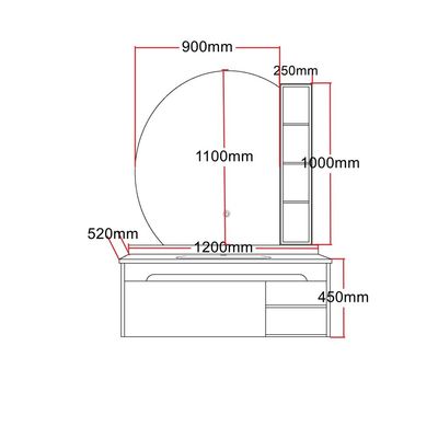 Milano Crina Vanity Model No. Hs16429 1200*520*450Mm (3Ctns/Set ) - Made In China