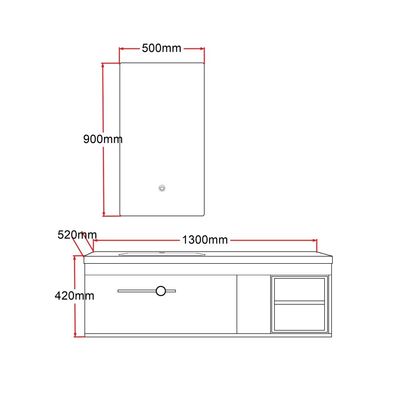 Milano Alys Vanity Model No.Hs16434 1300*520*420Mm (2Ctns/Set) - Made In China