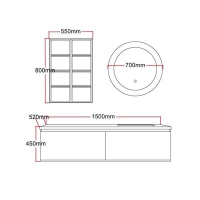 Milano Cita Vanity Model No.Hs16436 1500*520*400Mm (3Ctns/Set) - Made In China