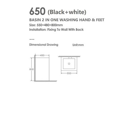 Milano Basin 2 In One W/Accessories (Washing Hand & Feet) 650 White And Black 