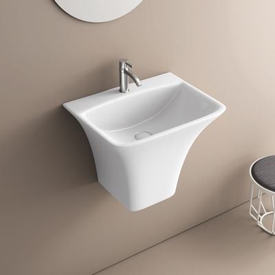 Milano Trend One Piece Wall Hung Wash Basin Size 455X36 MM White  - Made In India