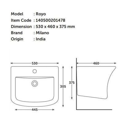 Milano Royo One Piece Wash Basin - Made In India