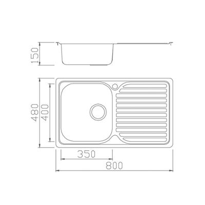 Milano Kitchen Sink Bl-834B - 800X480X160 Mm - Inset