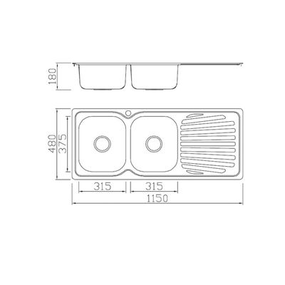 Milano Ss Kitchen Sink  Bl-839 1140X480X180 Inset-