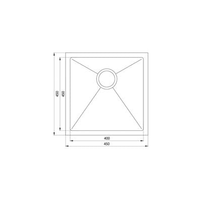 حوض مطبخ ميلانو ELITE SS مقاس S/B 450X450X200 AS-4545 أسود مطفي