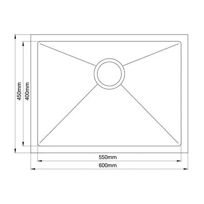 Milano Elite Ss Kitchen Sink S/B Size 600X450X200 As-6045 Mattblack