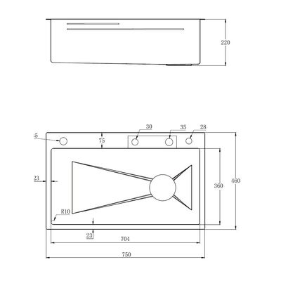 طقم حوض مطبخ ميلانو كامل مع صنبور، مصفاة، لوح تقطيع، ملحقات سلة PVD (ADL-7546)