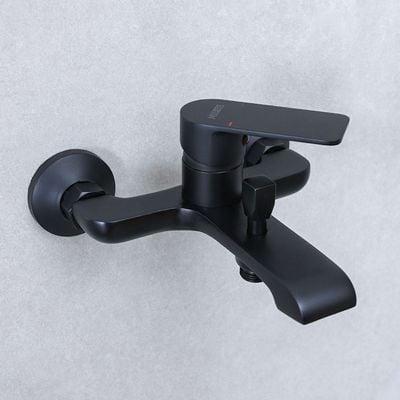 Milano Power Collection-Matt Black Basin+Bath+Shattaf+Angle Valve+Kit