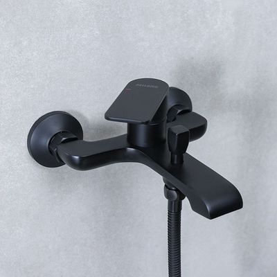 Milano Power Collection-Matt Black Basin+Bath+Shattaf+Angle Valve+Kit