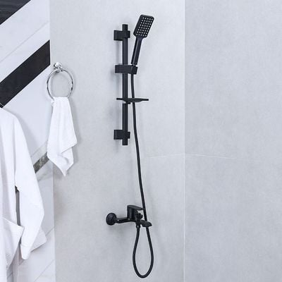 Milano Power Collection-Matt Black Basin+Bath+Shattaf+Angle Valve+Kit