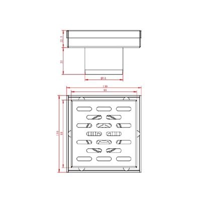 Milano Concealed Floor Drain Msd-10Nc  10X10 Ss304 - Made In China