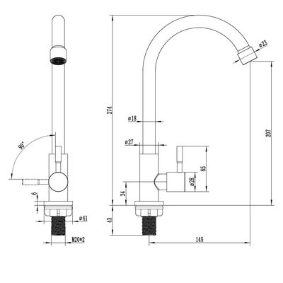 Milano Denz Plus Sink Tap Brown Nickel - Made In China 