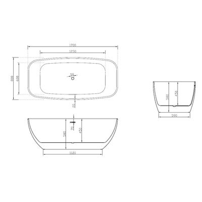 Milano Rica Freestanding Bathtub 1700*800*580 Glossy White