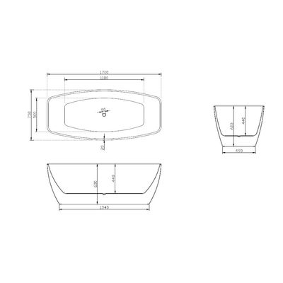 Milano Syra Freestanding Bathtub 1700 x 750 x 580 Matt White