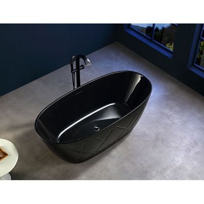 Milano Edz Freestanding Bathtub 1700 x 800 x 600 Glossy Black