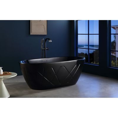 Milano Edz Freestanding Bathtub 1700 x 800 x 600 Glossy Black