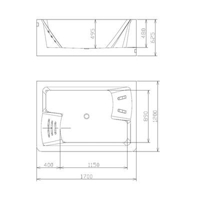 Milano Dallas Massage Bathtub 1700*1200*630 - Made In China