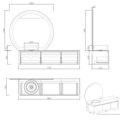 Milano Dahlia Vanity 1792*494*400 (4Cnts/Set) - Made In China