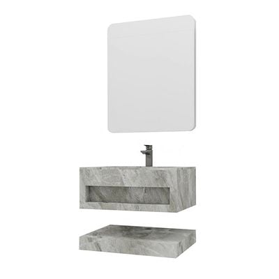 Milano Sintered Stone Vanity With Mirror 600x500x250 Model N6029 (3 Ctns/Set )