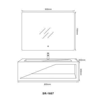 Milano Plus Krystal Vanity Body With Sensor Light Body Basin 80x50x30 Sr-1607-80 (2 Ctns / Set)