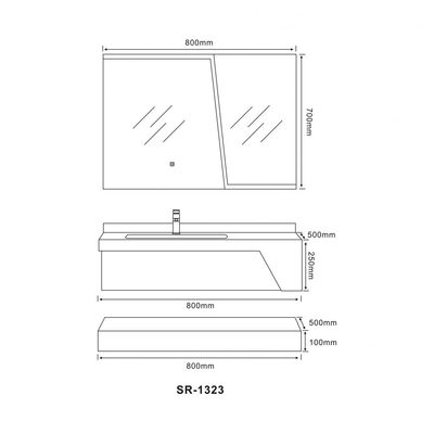 Milano Plus Arabella Vanity Body With Sensor Light Seamless Basin 80x50x25 Sr-1323-80 (3 Ctns / Set)