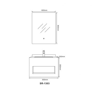 Milano Plus Aria Vanity Body With Sensor Light Seamless Basin 60x50 Sr-1303-60 (2 Ctns / Set)