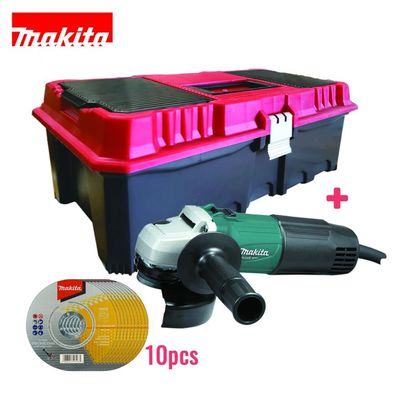 NS LP Makita Mt Blue Series Angle Grinder 540W 115Mm (4-1/2’’) M0901B-Combo (Free 10X Cutting Disc + 1X Tool Box)