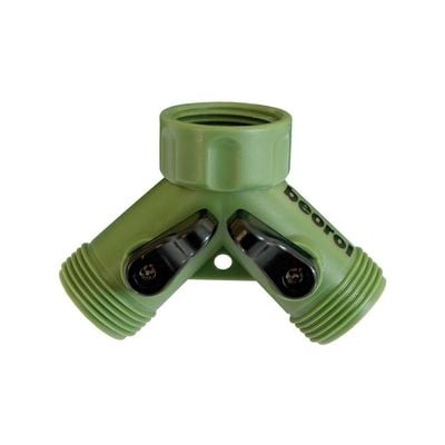 3/4"Plastic 2-Way Hose Connector With Shut-Off