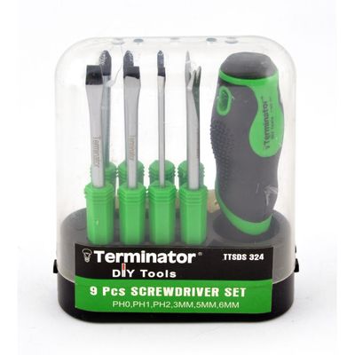 Ea Lp Terminator Screw Driver Set 9 Pcs Handle Wit