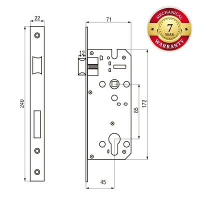 Milano Lockbody 70Mm Cylinder Bp 85X45Mm