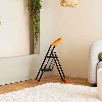 Milano Arnold Household Step Ladder (Ty12)-2 Steps Orange/Black R26902A