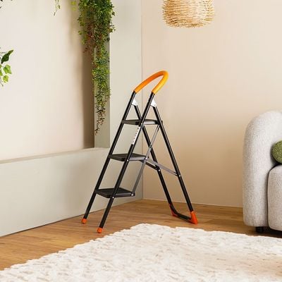 Milano Arnold Household Step Ladder (Ty13)-3 Steps Orange/Black R26903A