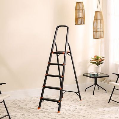 Milano Arnold Household Step Ladder 5 Steps R16005-Black/Orange