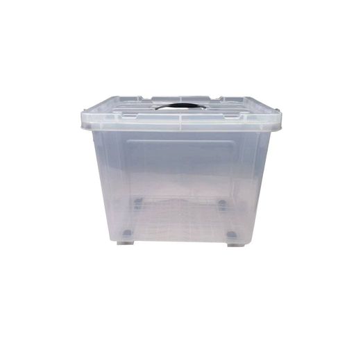 Milano Clear Plastic Box 28L ( Rug03) With Wheels 44×30×35Cm,Material:Hdpe