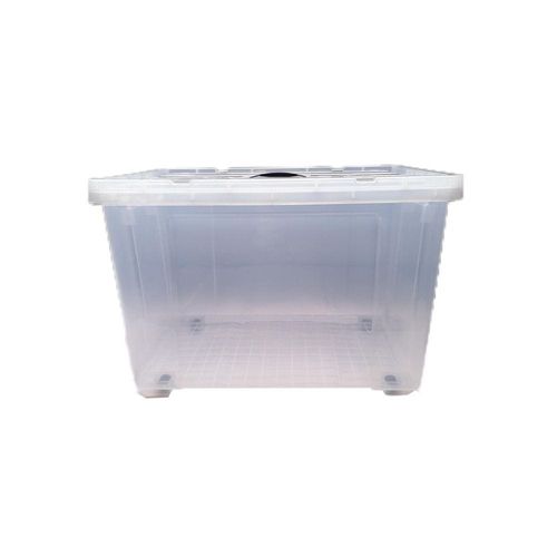 Milano Clear Plastic Box 85L (Rug07) With Wheels 66×45×43Cm