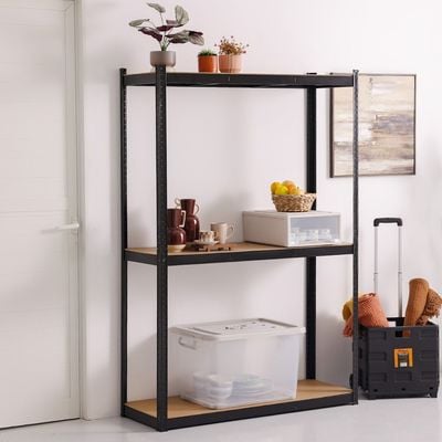 Milano 3 Layer Steel Shelf With Mdf Board (120X45X180) 250Kgx3